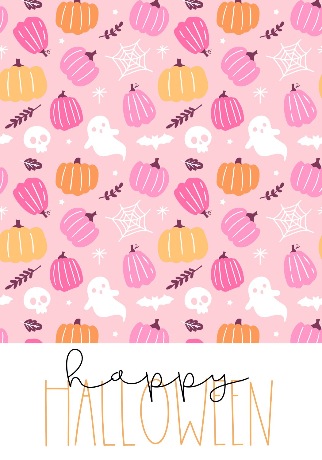 Happy Halloween with Pink Pumpkins Cookie Card, 3.5x5.5 inch