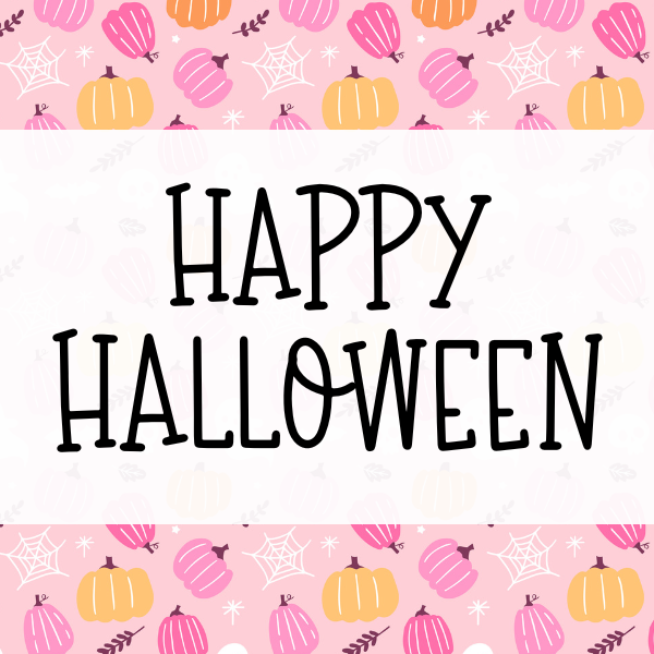 Happy Halloween (Pink Pumpkins_Square) Cookie Tag, 2 Inch Square