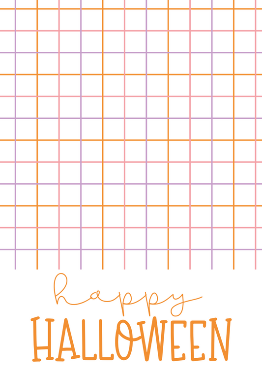 Happy Halloween with Purple & Orange Grid Cookie Card, 3.5x5.5 inch