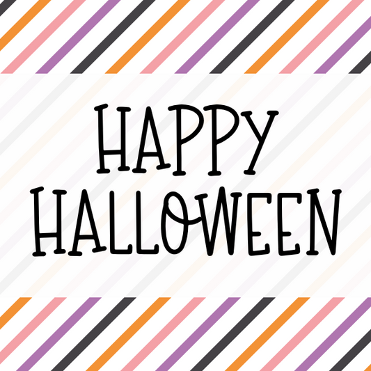 Happy Halloween (Stripes) Cookie Tag, 2 Inch Square