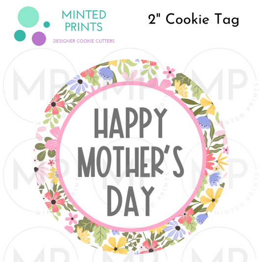 Happy Mother's Day (Flowers) Cookie Tag, 2 Inch