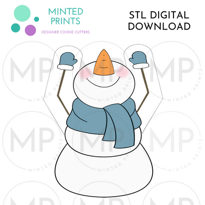 Happy Snowman Cookie Cutter STL DIGITAL DOWNLOAD