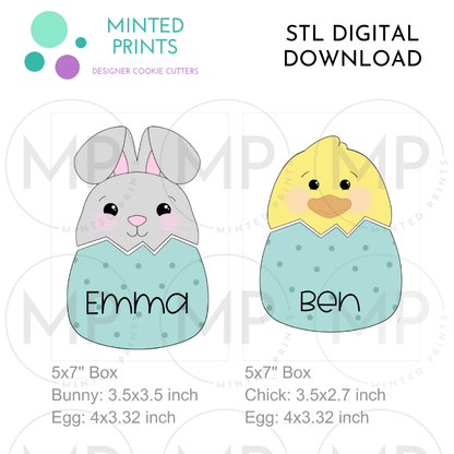 Hatching Bunny & Chick Puzzle Sets Cookie Cutter STL DIGITAL DOWNLOAD