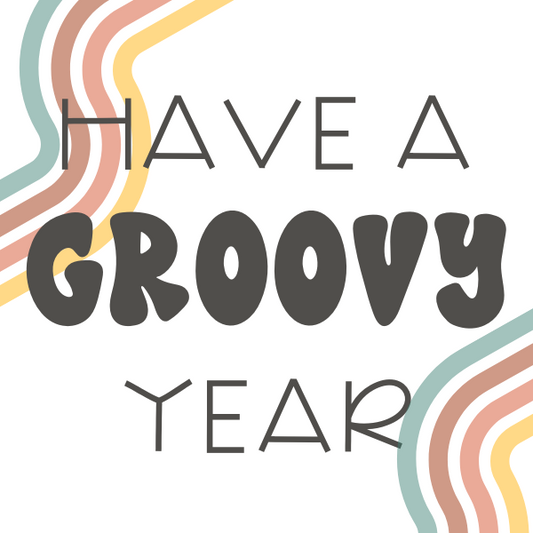 Have a Groovy Year Cookie Tag, 2 Inch Square