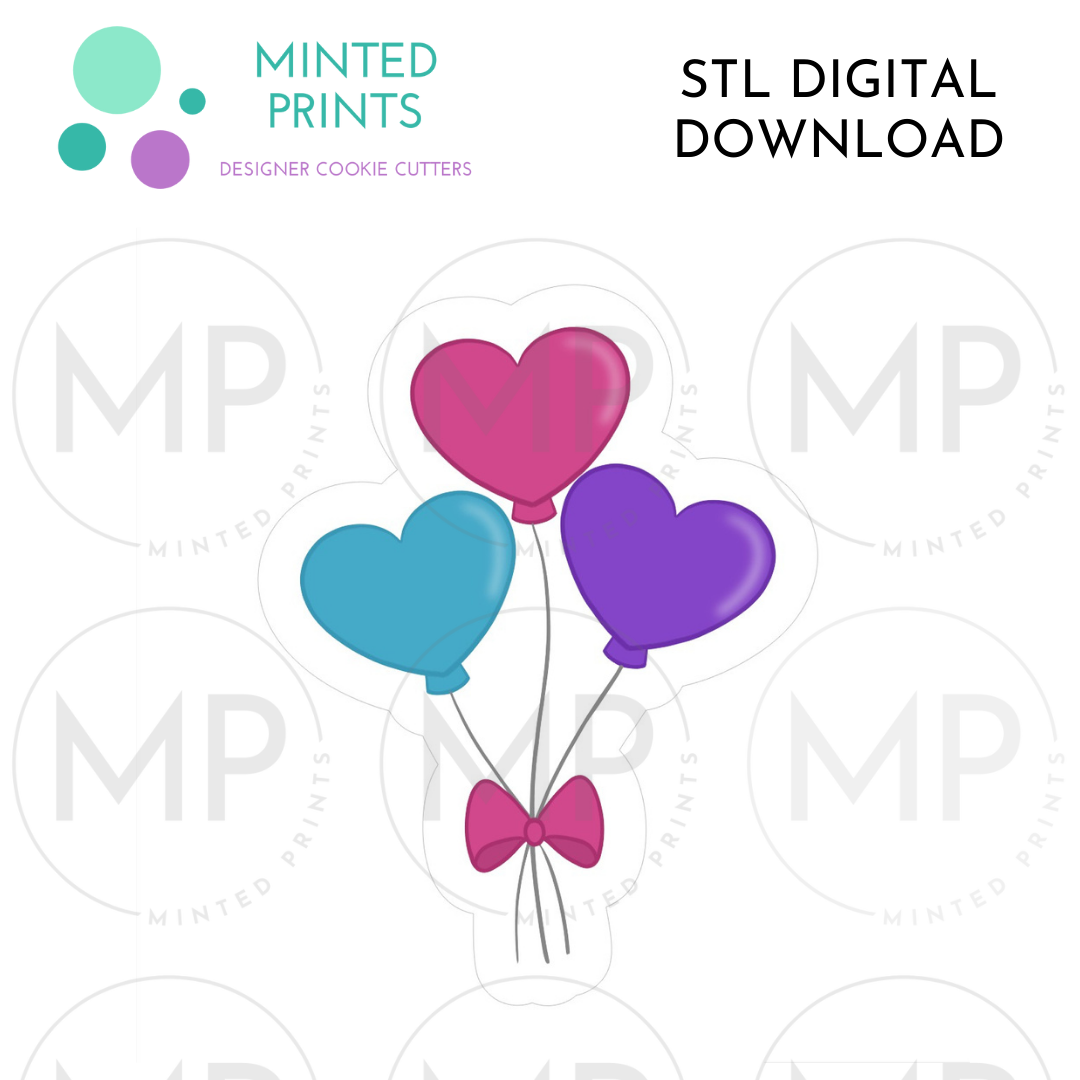 Heart Balloon Bundle Cookie Cutter STL DIGITAL DOWNLOAD