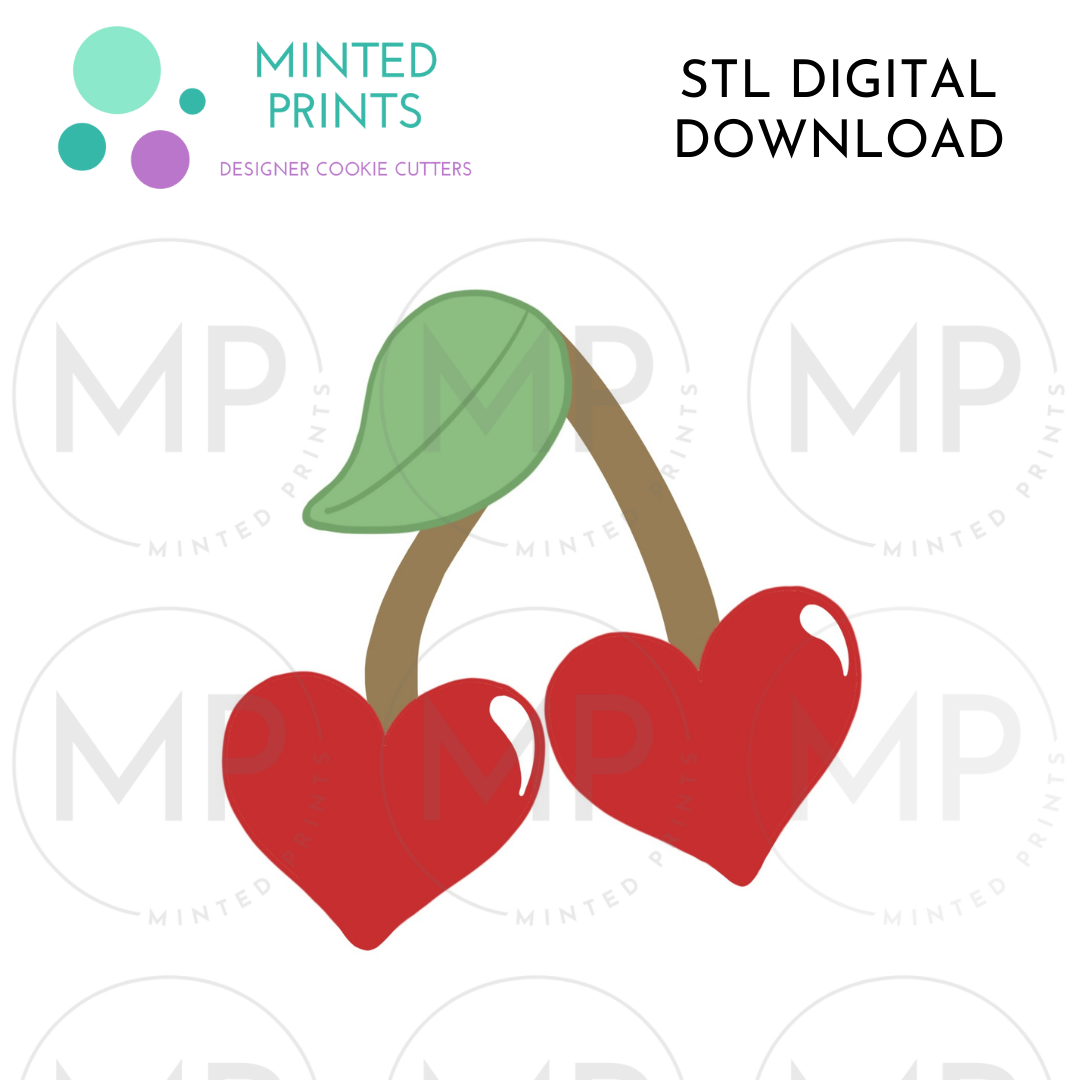 Heart Cherries Cookie Cutter STL DIGITAL DOWNLOAD