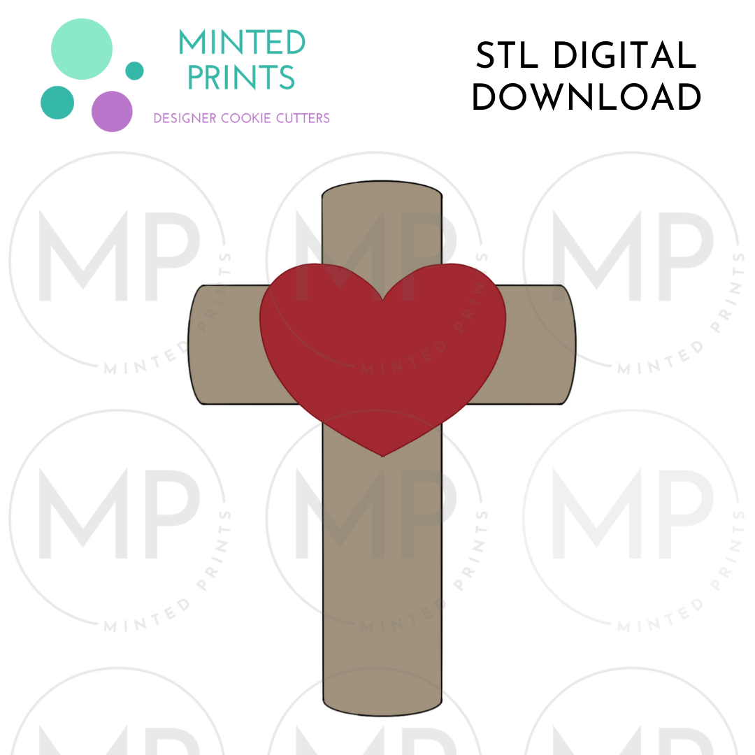 Heart Cross Cookie Cutter STL DIGITAL DOWNLOAD