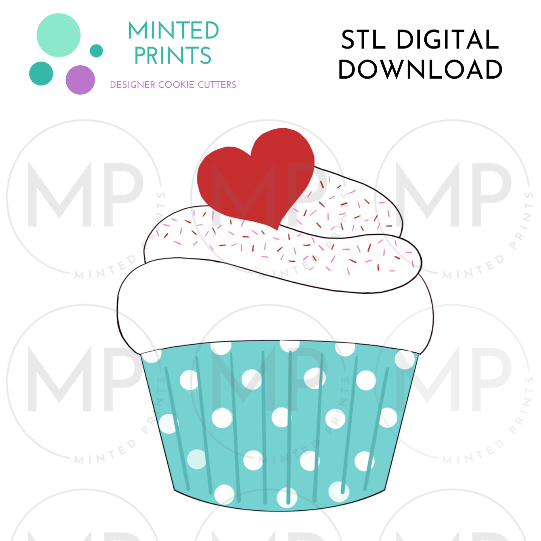 Heart Cupcake Cookie Cutter STL DIGITAL DOWNLOAD