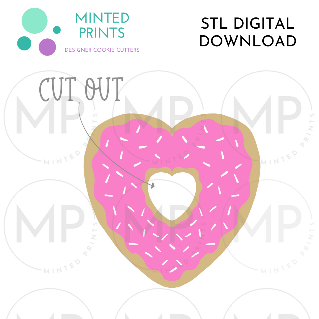 Heart Donut with Cutout Cookie Cutter STL DIGITAL DOWNLOAD