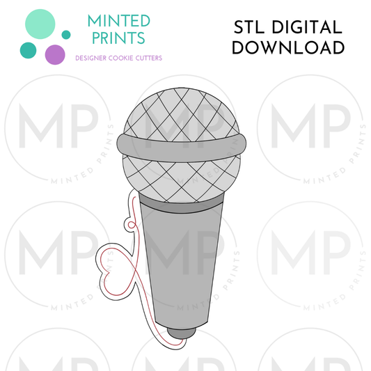 Heart Mic Cookie Cutter STL DIGITAL DOWNLOAD