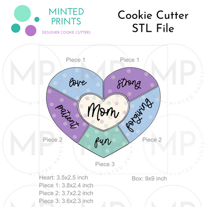 Heart Puzzle Set of 4 Cookie Cutter STL DIGITAL FILES