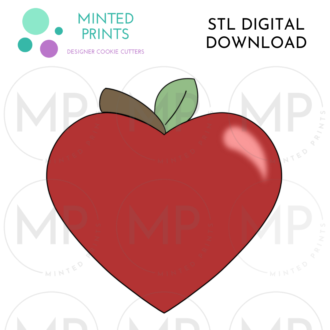 Heart Apple Cookie Cutter STL DIGITAL DOWNLOAD