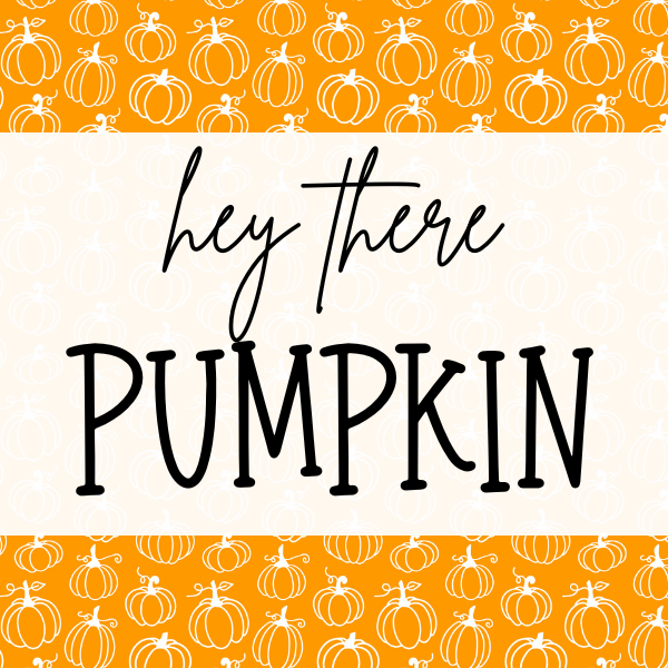 Hey There Pumpkin (Orange Pumpkins) Cookie Tag, 2 Inch Square