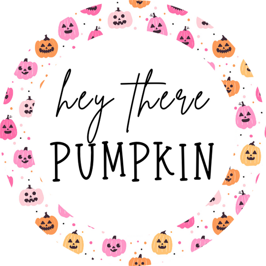 Hey There Pumpkin (Pink Pumpkins) Cookie Tag, 2 Inch