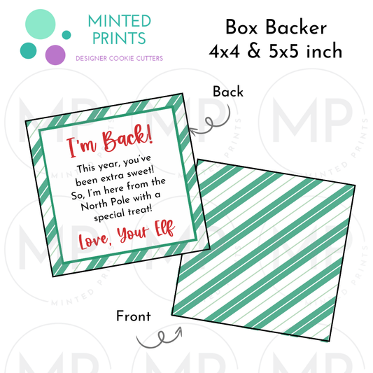 I'm Back Elf Letter Box Backer with Green Stripes Background