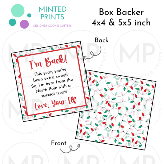 I'm Back Elf Letter Box Backer with Colored Lights Background