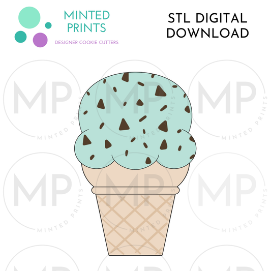 Ice-Cream Cone 2 Cookie Cutter STL DIGITAL DOWNLOAD