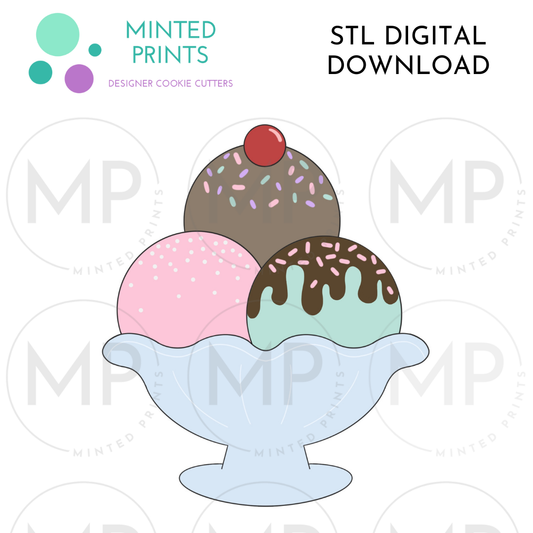 Ice-Cream Sundae Cookie Cutter STL DIGITAL DOWNLOAD