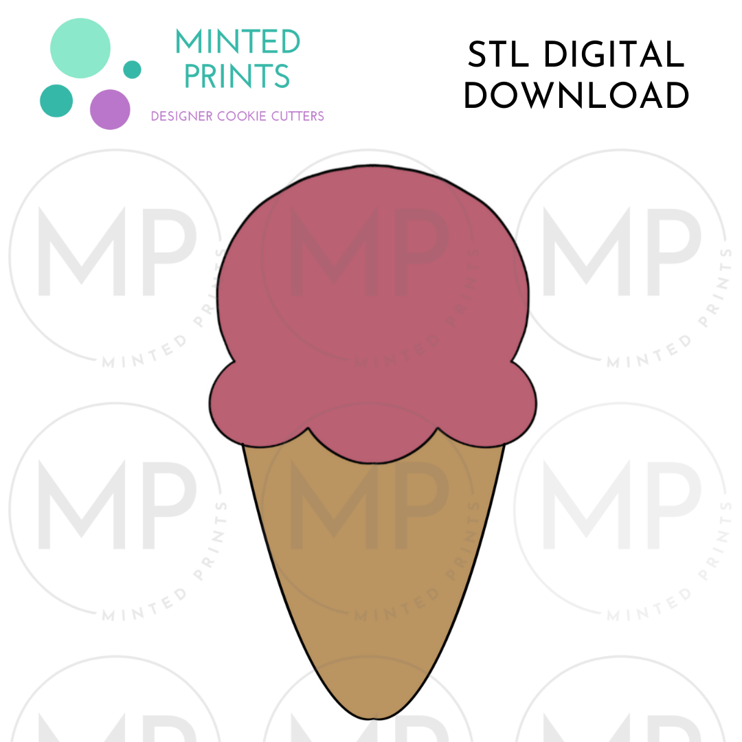 Ice-Cream Cone Cookie Cutter STL DIGITAL DOWNLOAD