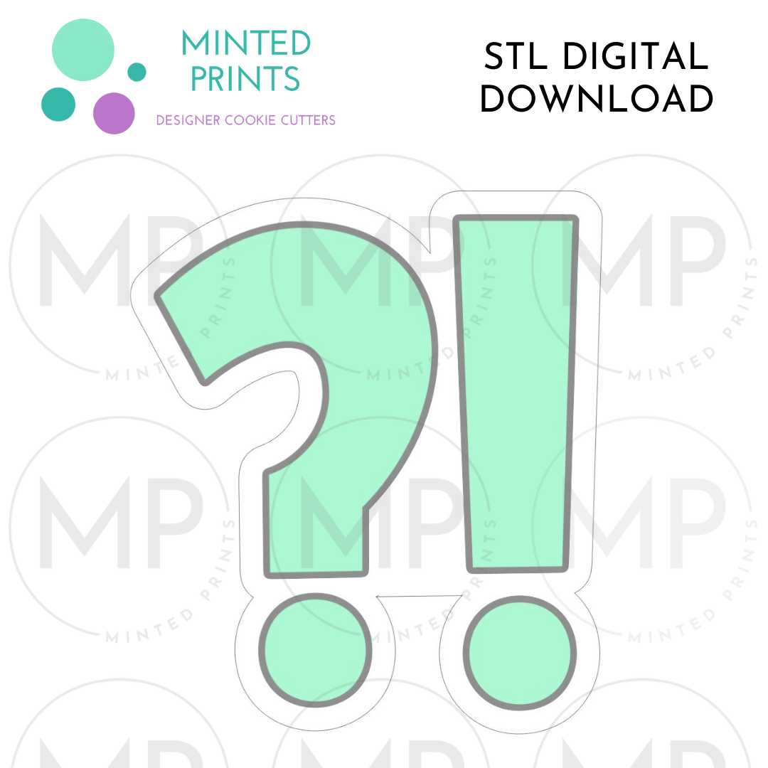 Interrobang Mark Cookie Cutter STL DIGITAL DOWNLOAD