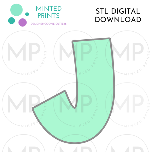 Letter J Cookie Cutter STL DIGITAL DOWNLOAD