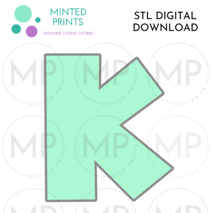 Letter K Cookie Cutter STL DIGITAL DOWNLOAD