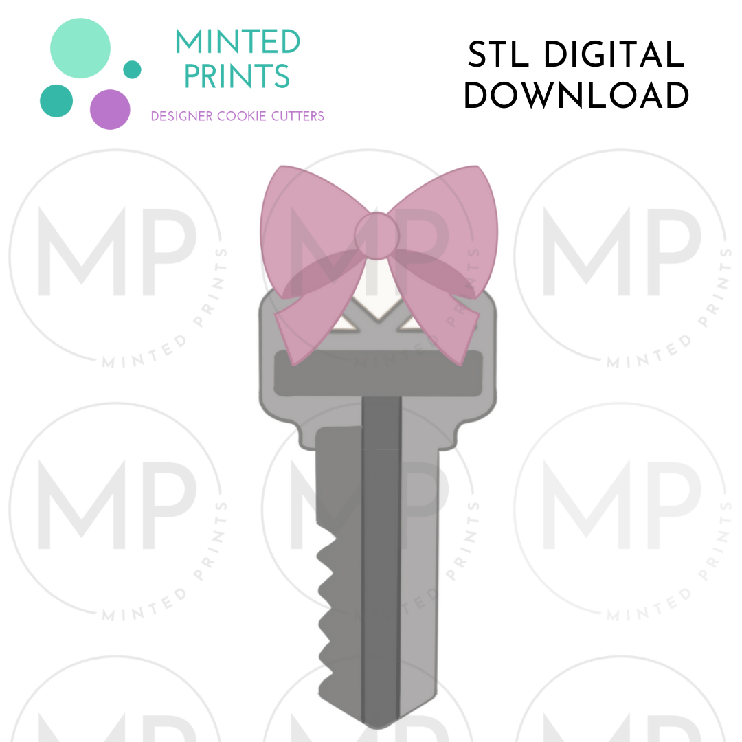 Key with Bow Cookie Cutter STL DIGITAL DOWNLOAD