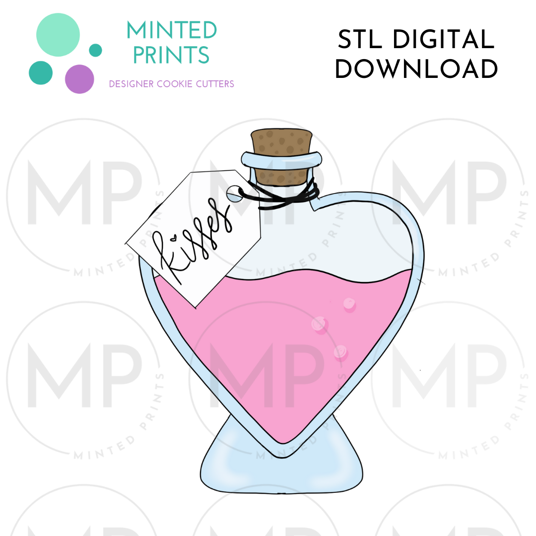 Kisses Potion Bottle Cookie Cutter STL DIGITAL DOWNLOAD