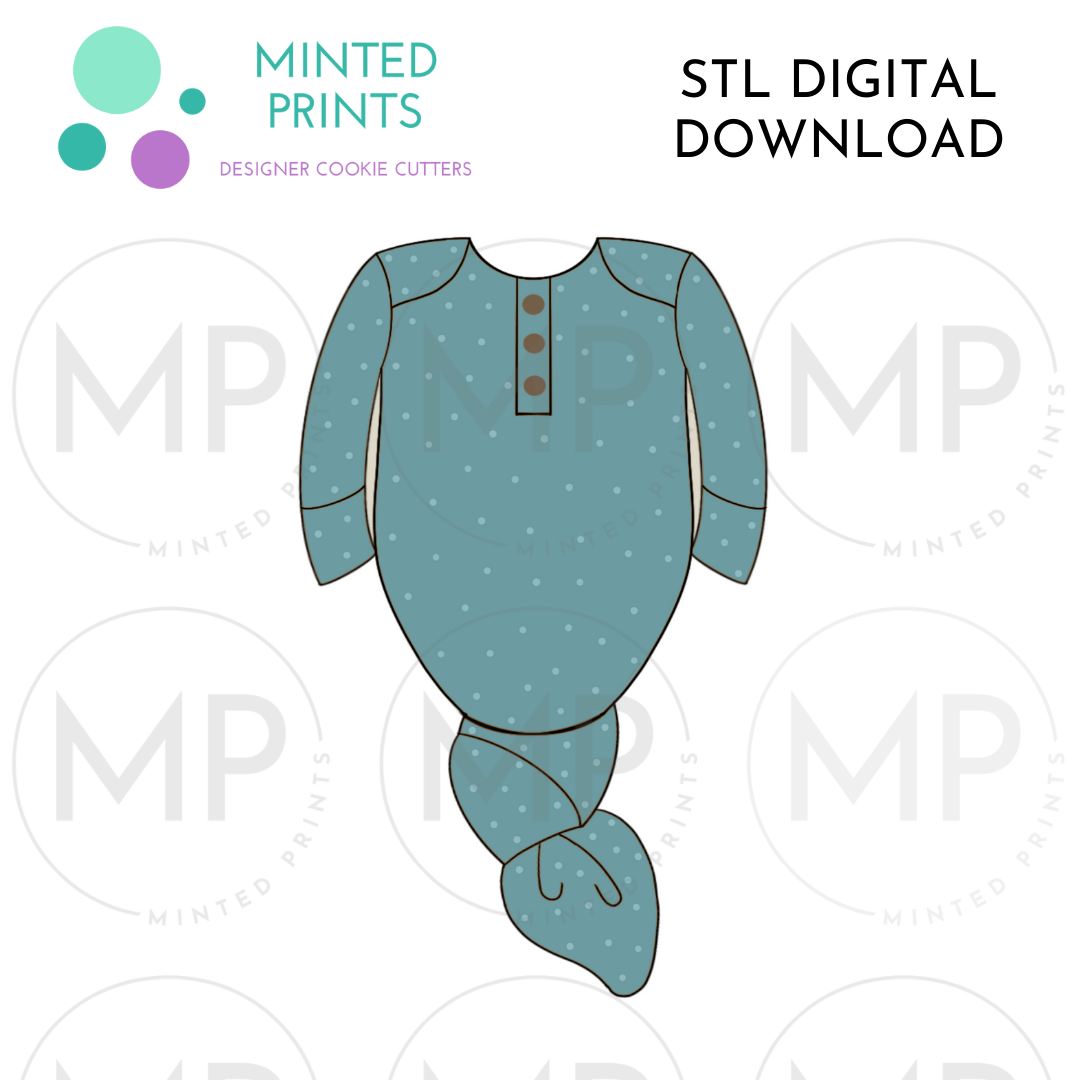 Knotted Gown Cookie Cutter STL DIGITAL DOWNLOAD