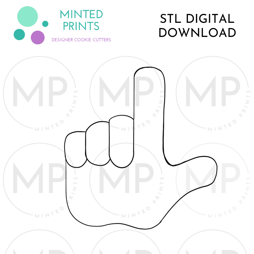 L Hand Sign Cookie Cutter STL DIGITAL DOWNLOAD