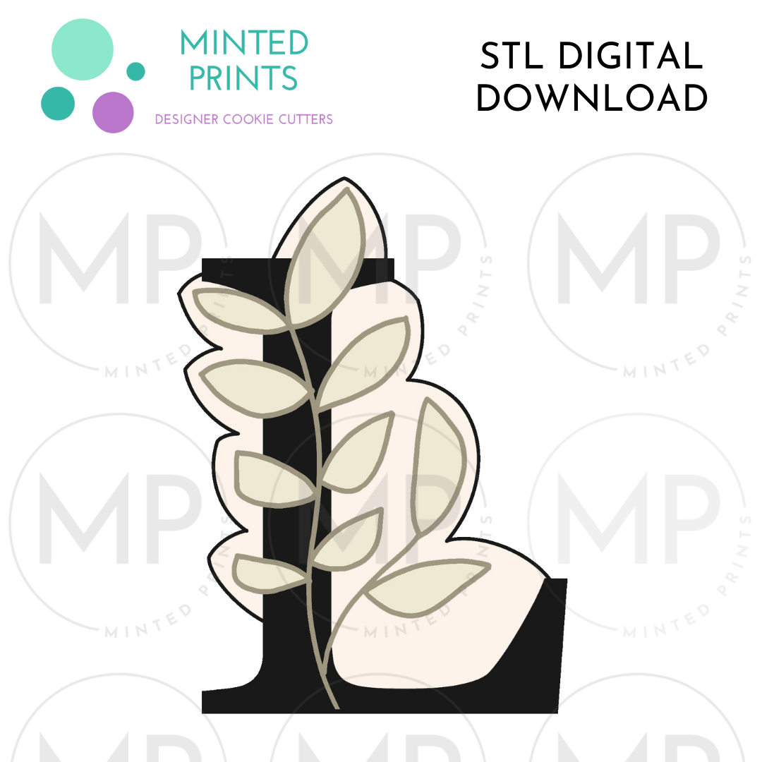 Leafy Letter L Cookie Cutter STL DIGITAL DOWNLOAD