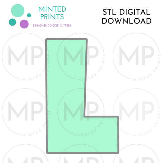 Letter L Cookie Cutter STL DIGITAL DOWNLOAD