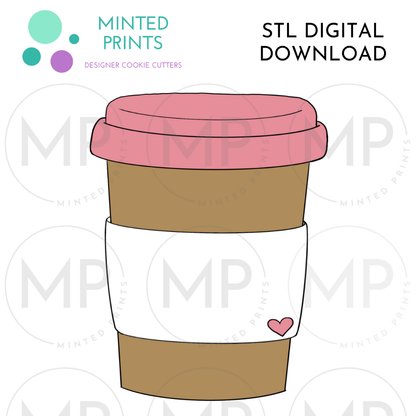 Latte To-Go Cup Cookie Cutter STL DIGITAL DOWNLOAD