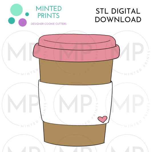 Latte To-Go Cup Cookie Cutter STL DIGITAL DOWNLOAD