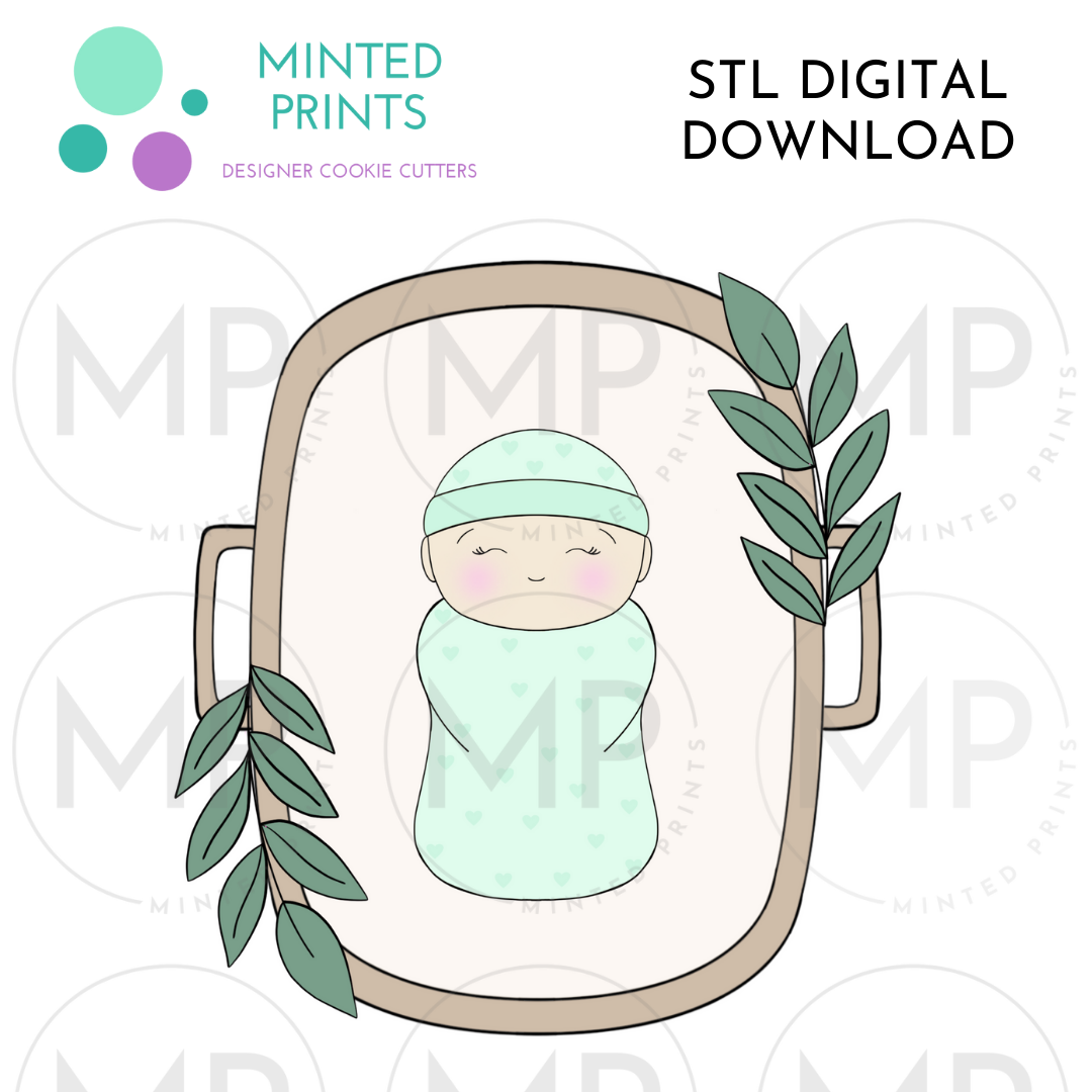 Leafy Moses Basket Cookie Cutter STL DIGITAL DOWNLOAD