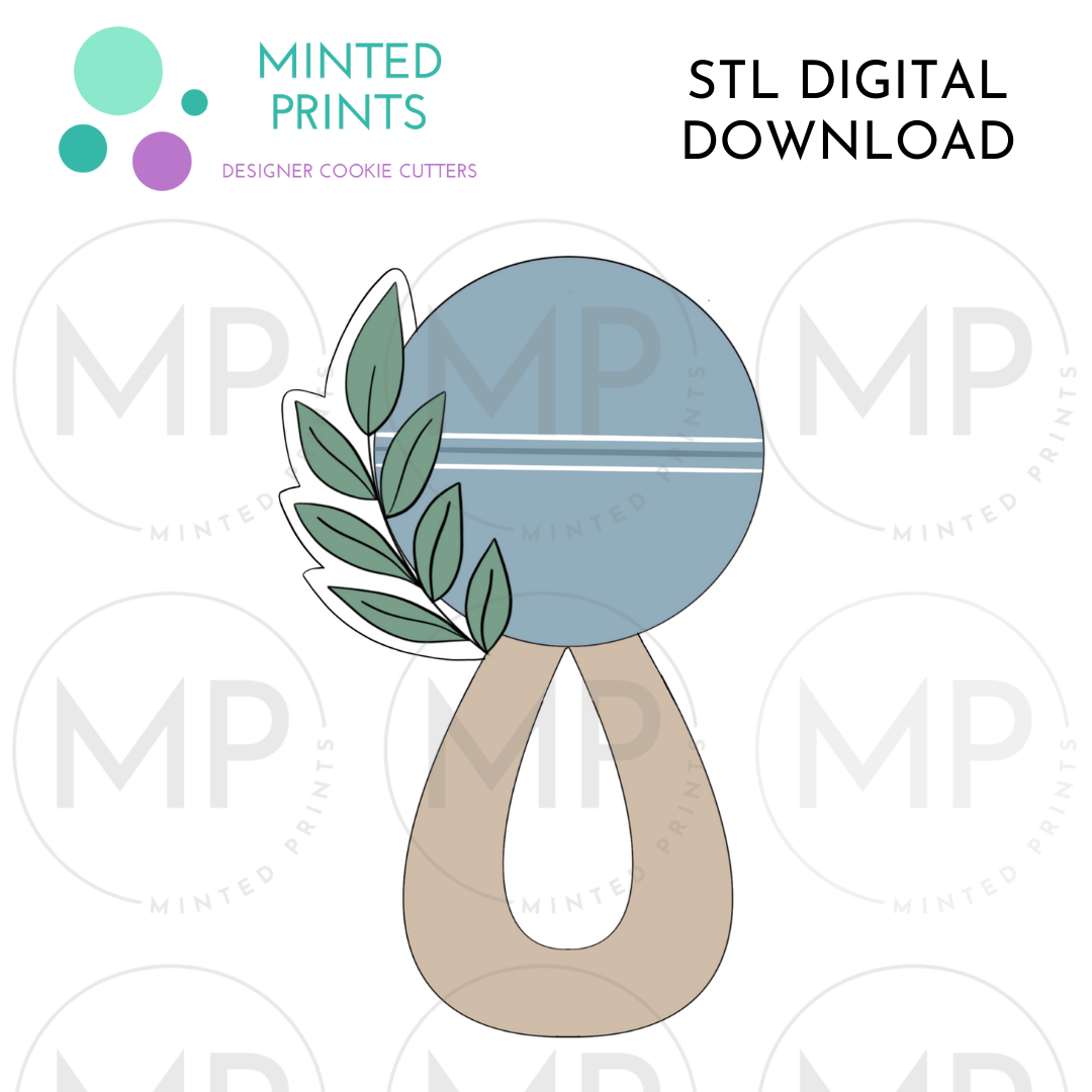 Leafy Rattle Cookie Cutter STL DIGITAL DOWNLOAD