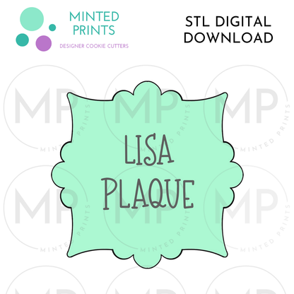 Lisa Plaque Cookie Cutter STL DIGITAL DOWNLOAD