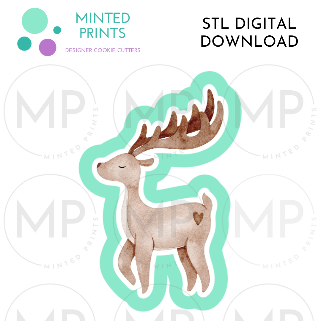 Long Antler Reindeer Cookie Cutter STL DIGITAL DOWNLOAD