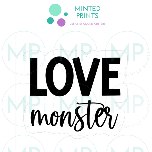 Love Monster Script Cookie Cutter and STL File
