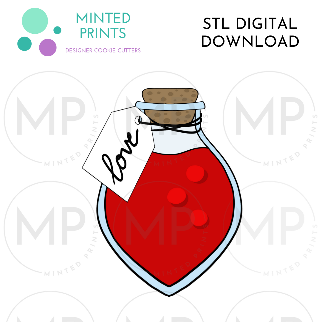 Love Potion Bottle Cookie Cutter STL DIGITAL DOWNLOAD