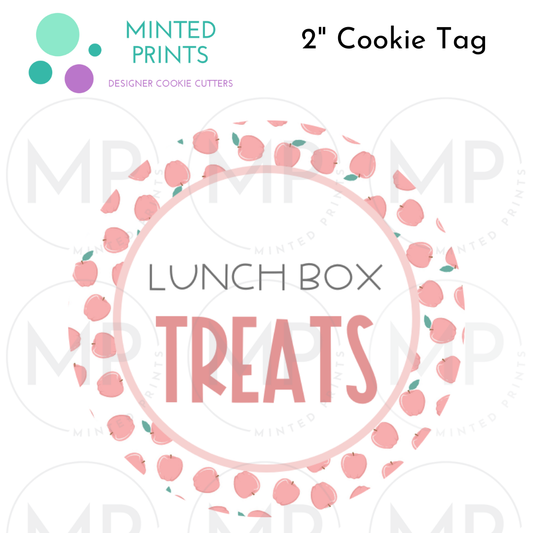 Lunch Box Treats Cookie Tag with Apple Background, 2 Inch