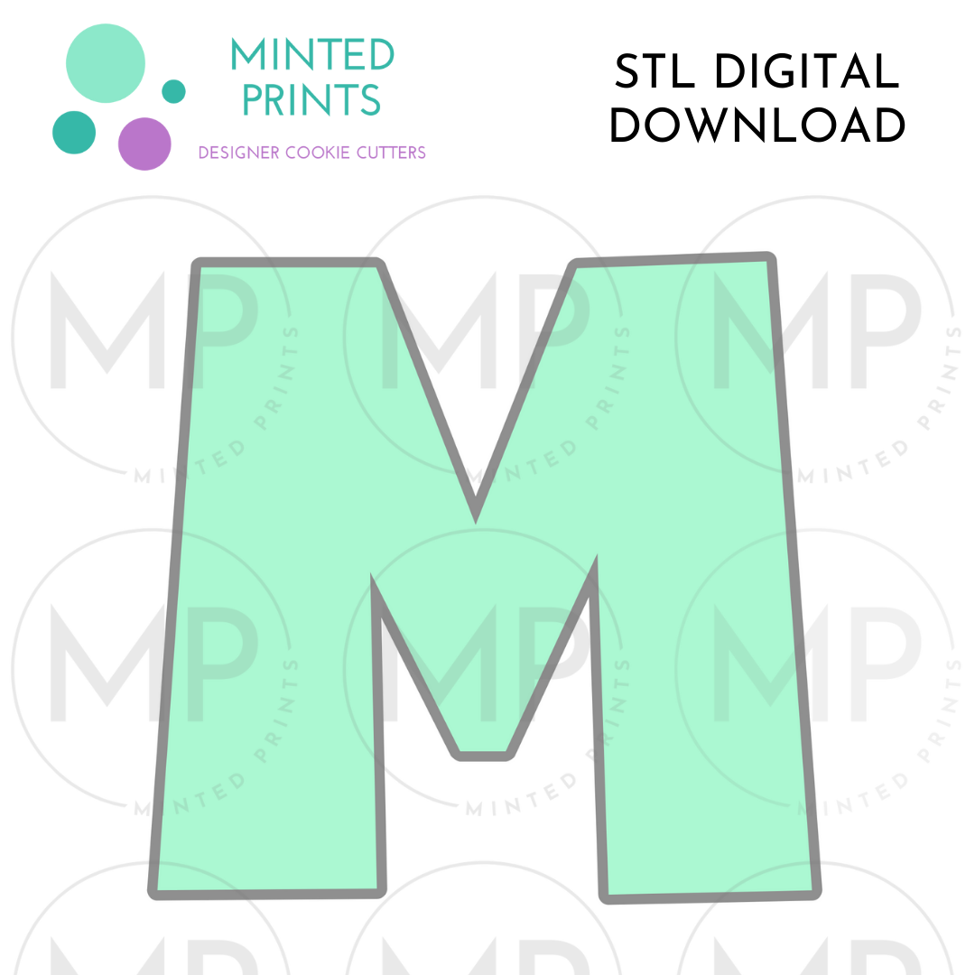 Letter M Cookie Cutter STL DIGITAL DOWNLOAD