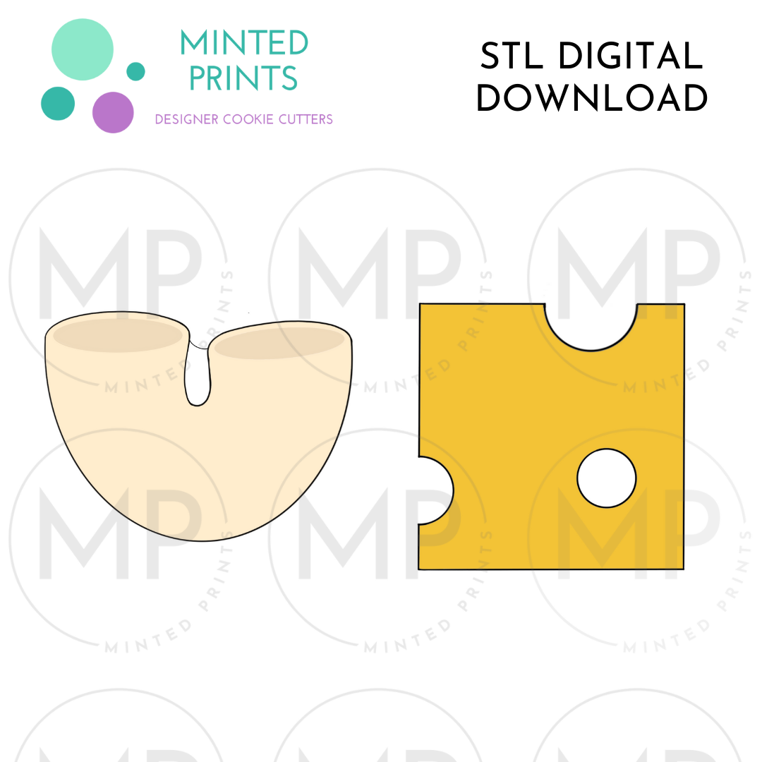 Macaroni Noodle & Cheese Pair (Set of 2) Cookie Cutter STL DIGITAL DOWNLOAD