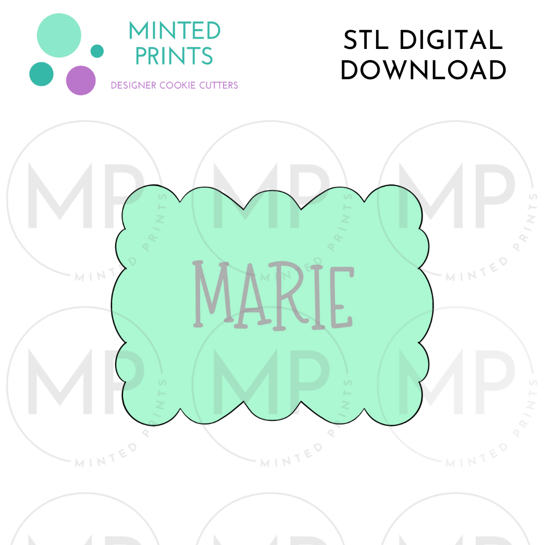 Marie Plaque Cookie Cutter STL DIGITAL DOWNLOAD