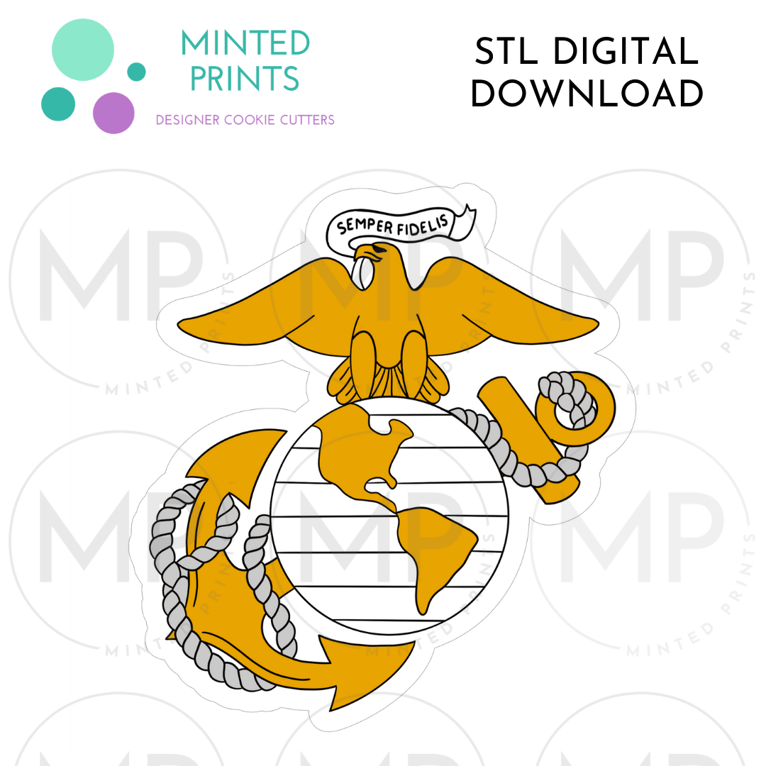 Marine Corp Set of 2 Cookie Cutter STL DIGITAL DOWNLOAD