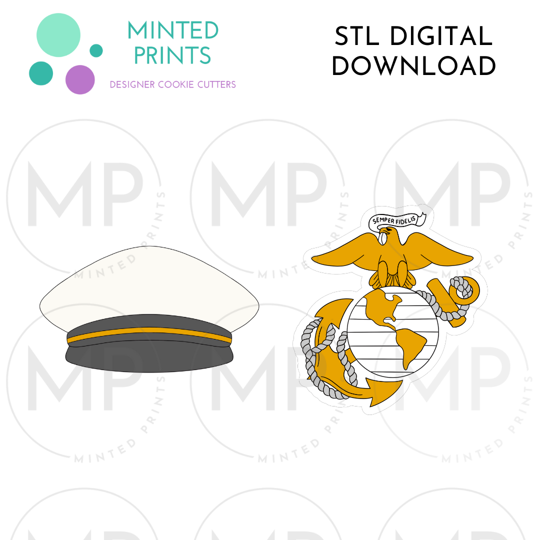 Marine Corp Set of 2 Cookie Cutter STL DIGITAL DOWNLOAD