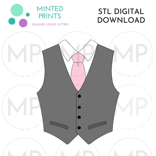 Men's Suit Vest Cookie Cutter STL DIGITAL DOWNLOAD