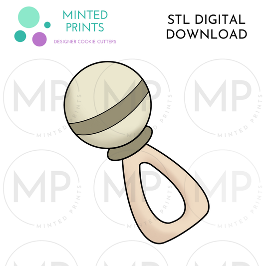 Baby Modern Rattle Cookie Cutter STL DIGITAL DOWNLOAD