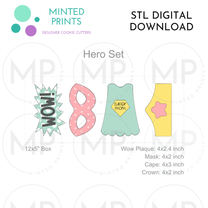 Hero Mom (Set of 4) Cookie Cutter STL DIGITAL DOWNLOAD