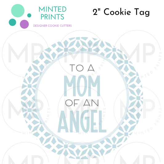Mom of an Angel (Blue Tile) Cookie Tag, 2 Inch